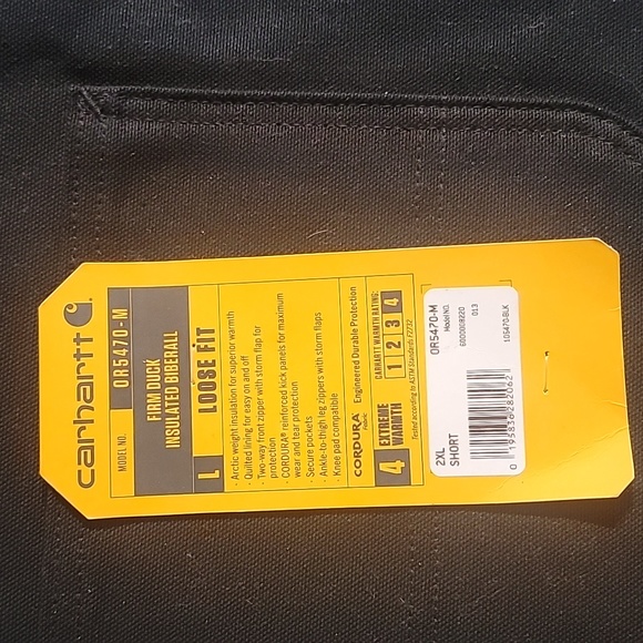 Carhartt Loose Fit Firm Duck Insulated Biberall 4 Extreme Warm Rating - Picture 5 of 7